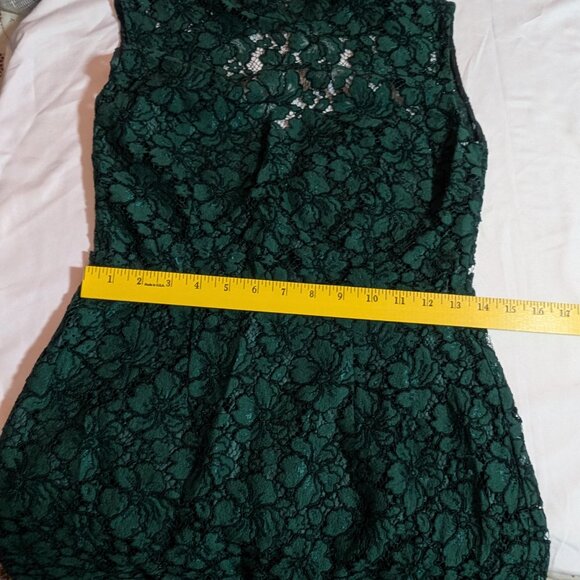 Sandro Paris Dress Green Lace Sz XS High Neck Scalloped Mini Open Back - Picture 5 of 11